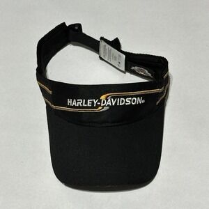 Harley Davidson Sun Visor Vintage Embroidered Black Orange Racing Stripe Hat